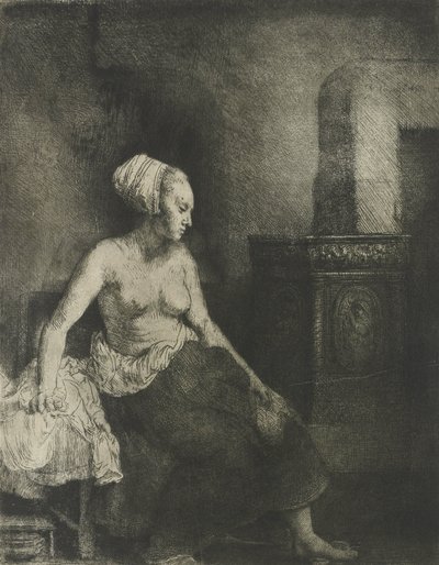 Halbnackte Frau am Herd, 1658 von Rembrandt van Rijn